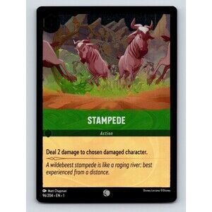 Action Stampede Deal 2 Damage Raging River Scene Green Disney Lorcana